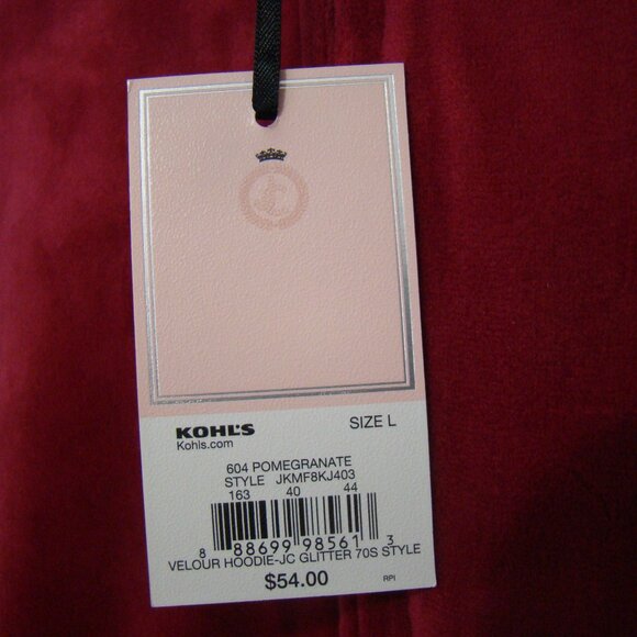 Juicy Couture Womens Velour Sweatshirt Hoodie Full Zip Hot Pink Fuchsia Large - Picture 9 of 9